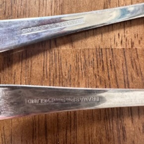 Vintage Stainless Steel Serving Utensil‎ Set Elegant Mixed Pattern Salad Spoons - Picture 5 of 6